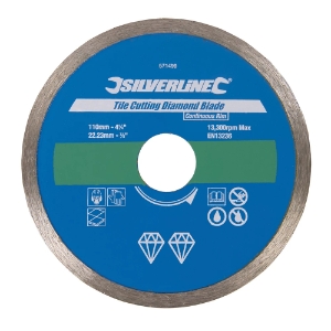 Silverline Diamant-Fliesentrennscheibe  geschlossener Rand 115x22,23 mm 
