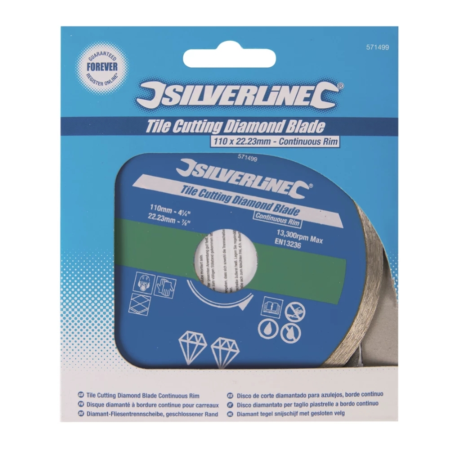 Silverline Diamant-Fliesentrennscheibe  geschlossener Rand 115x22,23 mm 