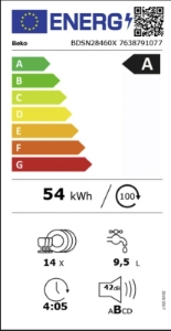 Beko BDSN28460X Geschirrspüler Einbau teilintegriert 