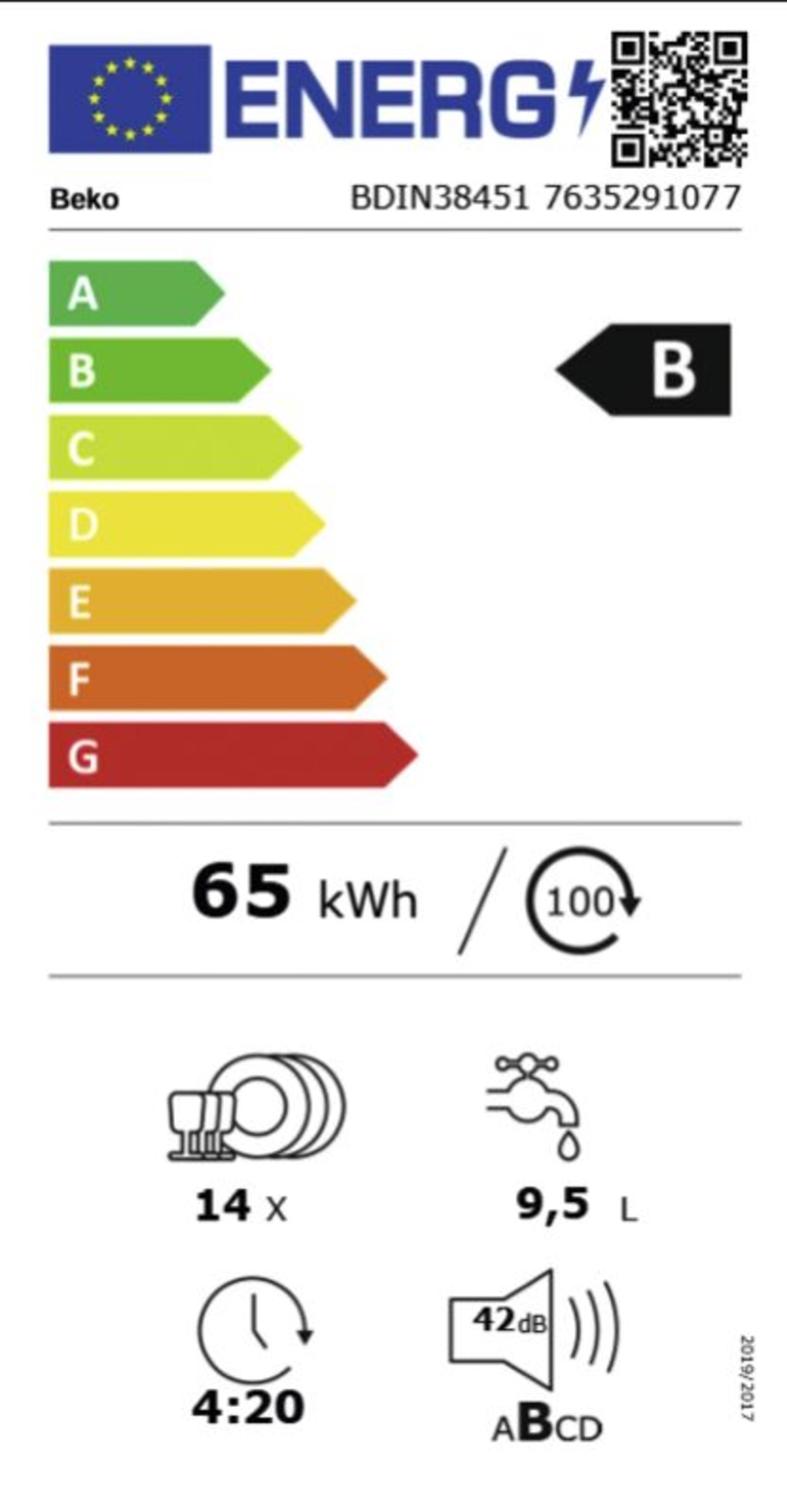 Beko BDIN38451 Geschirrspüler Einbau vollintegriert 60 cm 