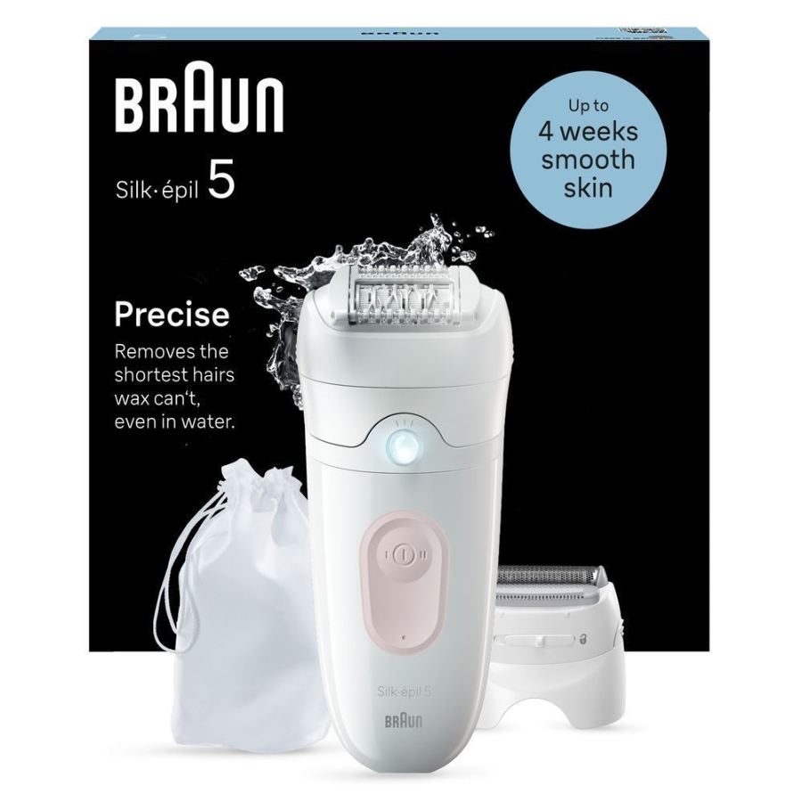 Braun Personal Care Silk-épil 5-030, Epilierer für eine einfache Haarentfernung, seidig-glatte Haut, Weiß/Flamingorosa