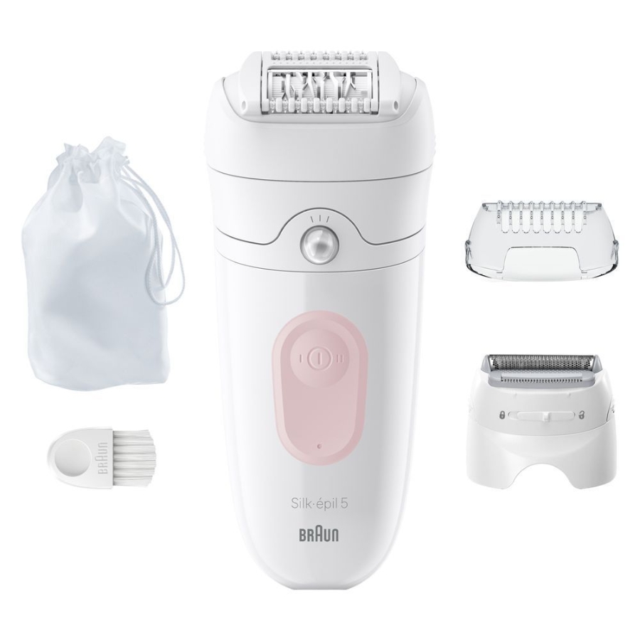 Braun Personal Care Silk-épil 5-030, Epilierer für eine einfache Haarentfernung, seidig-glatte Haut, Weiß/Flamingorosa
