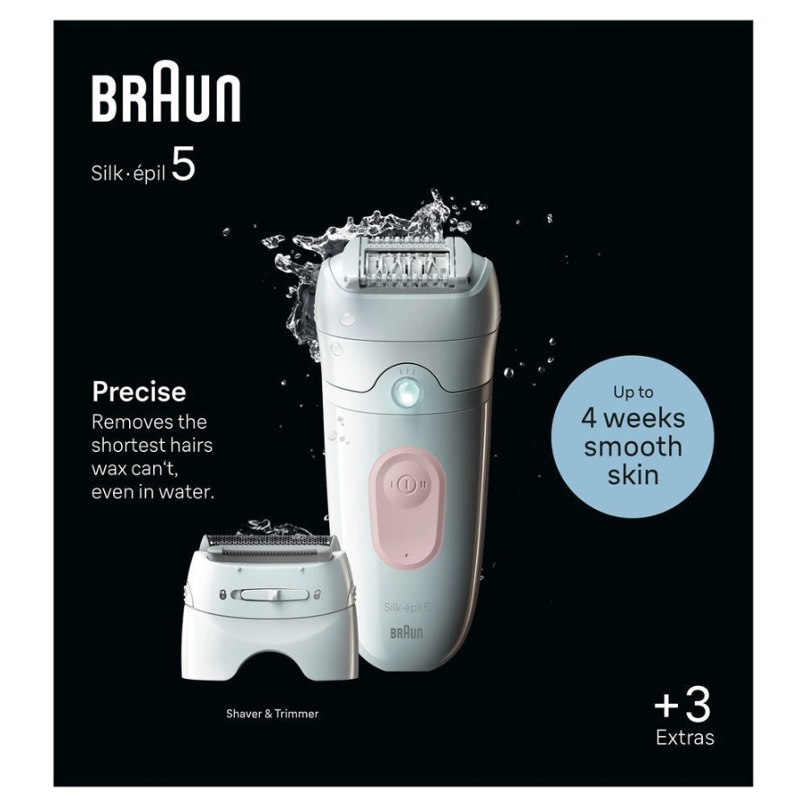 Braun Personal Care Silk-épil 5-030, Epilierer für eine einfache Haarentfernung, seidig-glatte Haut, Weiß/Flamingorosa