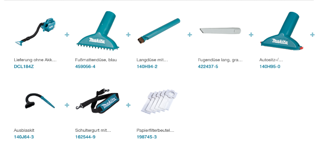 Makita DCL184Z Akku-Staubsauger LXT Ausstellungsstück!!!! 18 V • 54 mbar • 0,5 l