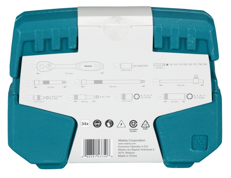 Makita B-65567 Ratschen + Bit-Set, 34 tlg. 1/4" • 34 teilig