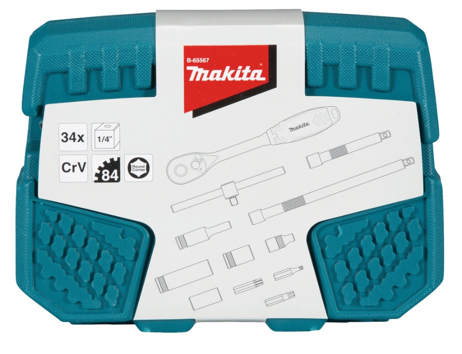 Makita B-65567 Ratschen + Bit-Set, 34 tlg. 1/4" • 34 teilig