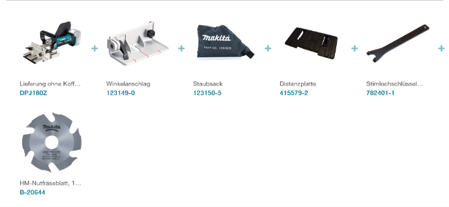 Makita DPJ180Z  Akku-Flachdübelfräse LXT 18 V • 6.500 U/min • 100 mm