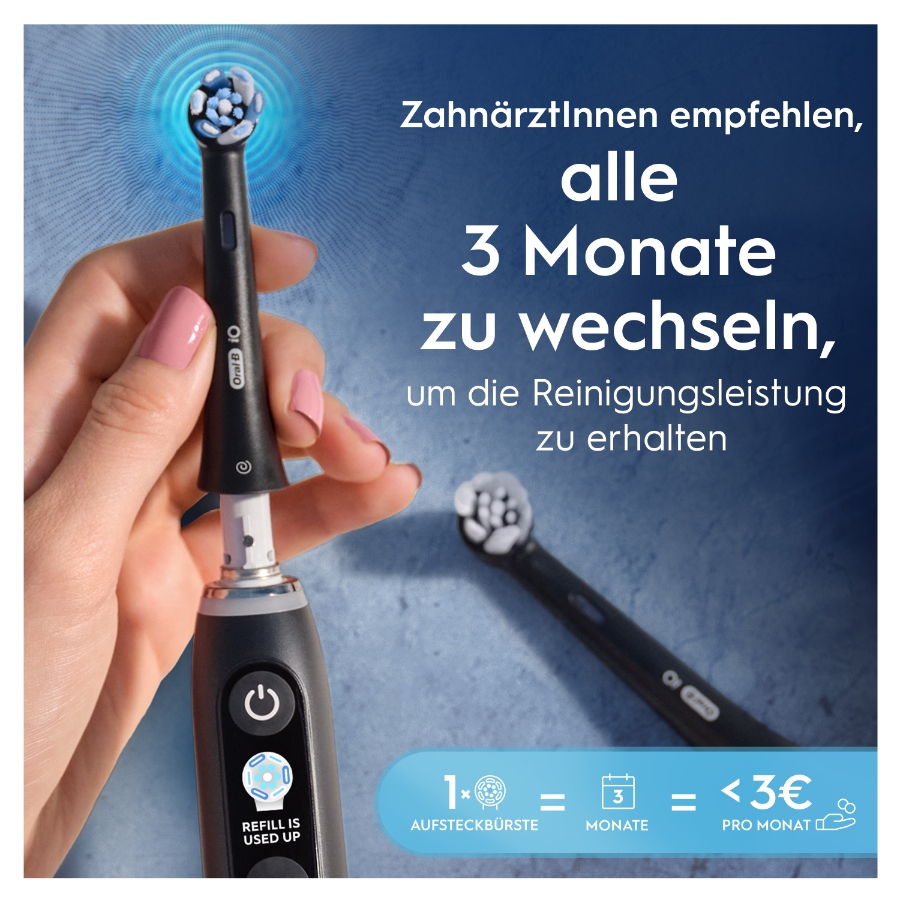 Oral-B Aufsteckbürsten iO Ultimative Reinigung Schwarz 2er  für elektrische Oral-B iO Zahnbürsten, 