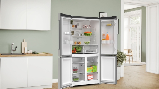 Bosch KFN96VPEA Multidoor/Frenchdoor Metallic-Silber NoFrost,Fleischfach (VitaFresh),Gemüsefach (VitaFresh)