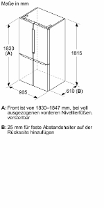 Bosch KFN96VPEA Multidoor/Frenchdoor Metallic-Silber NoFrost,Fleischfach (VitaFresh),Gemüsefach (VitaFresh)