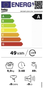Beko BM3WFU39413W Waschmaschine, 1-9 kg, 1400 U/min weiß 