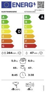 Elektrabregenz WTX 8501 T Waschtrockner 8 kg Waschen 5 kg Trocknen 1400 U/m 