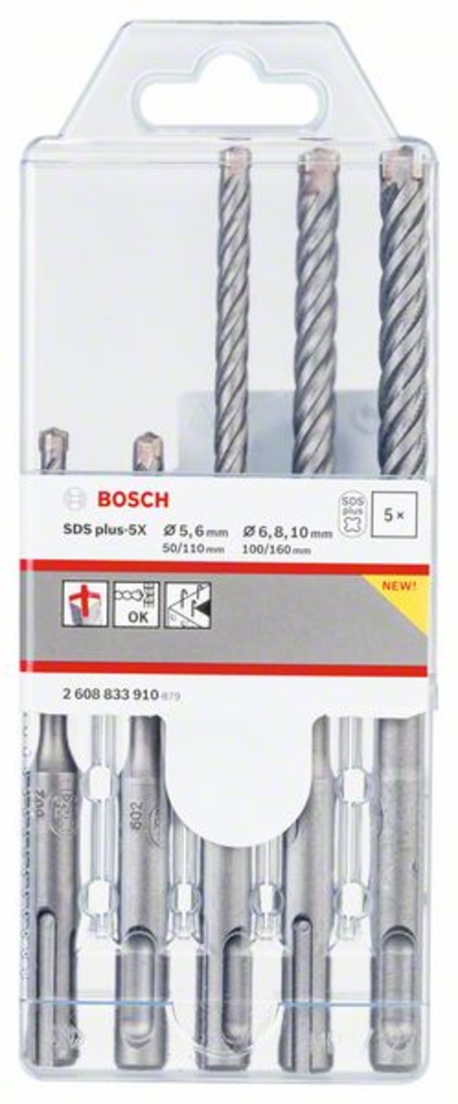 BOSCH Professional PRO SDS plus-5X Hammerbohrer-Set 5/6/6/8/10 mm, 5-tlg.