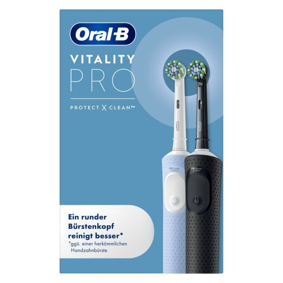 Oral-B Pro Vitality Elektrische Zahnbürste Duopack, Black/Blue D103   