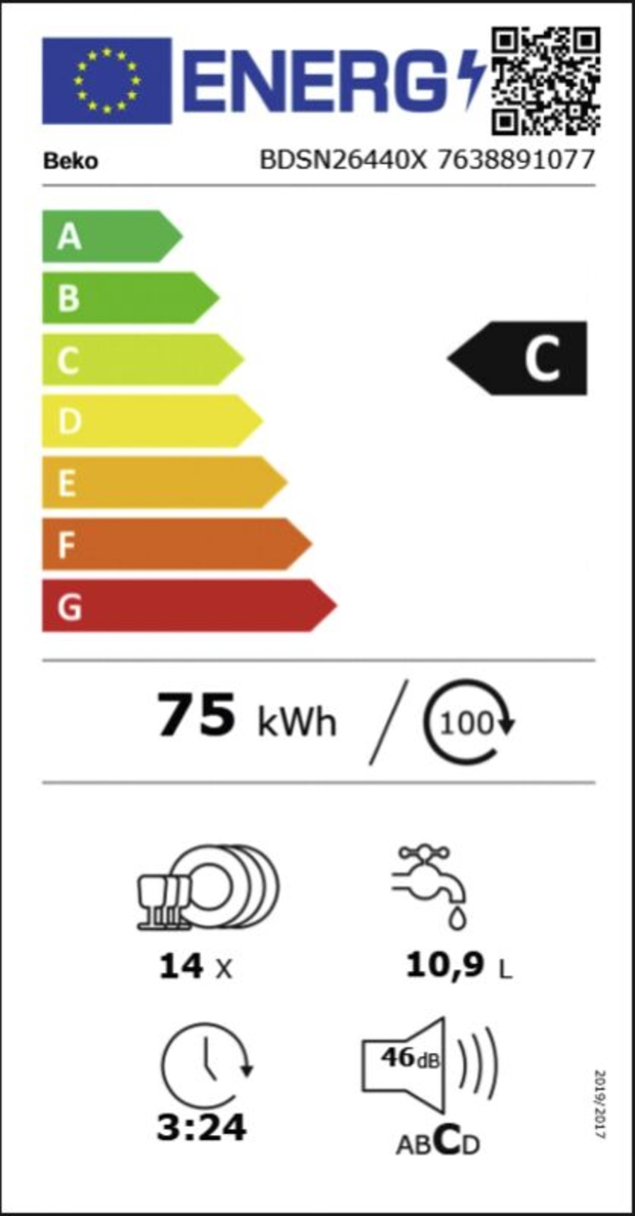 Beko BDSN26440X Geschirrspüler EInbau teilintegriert 60 cm 