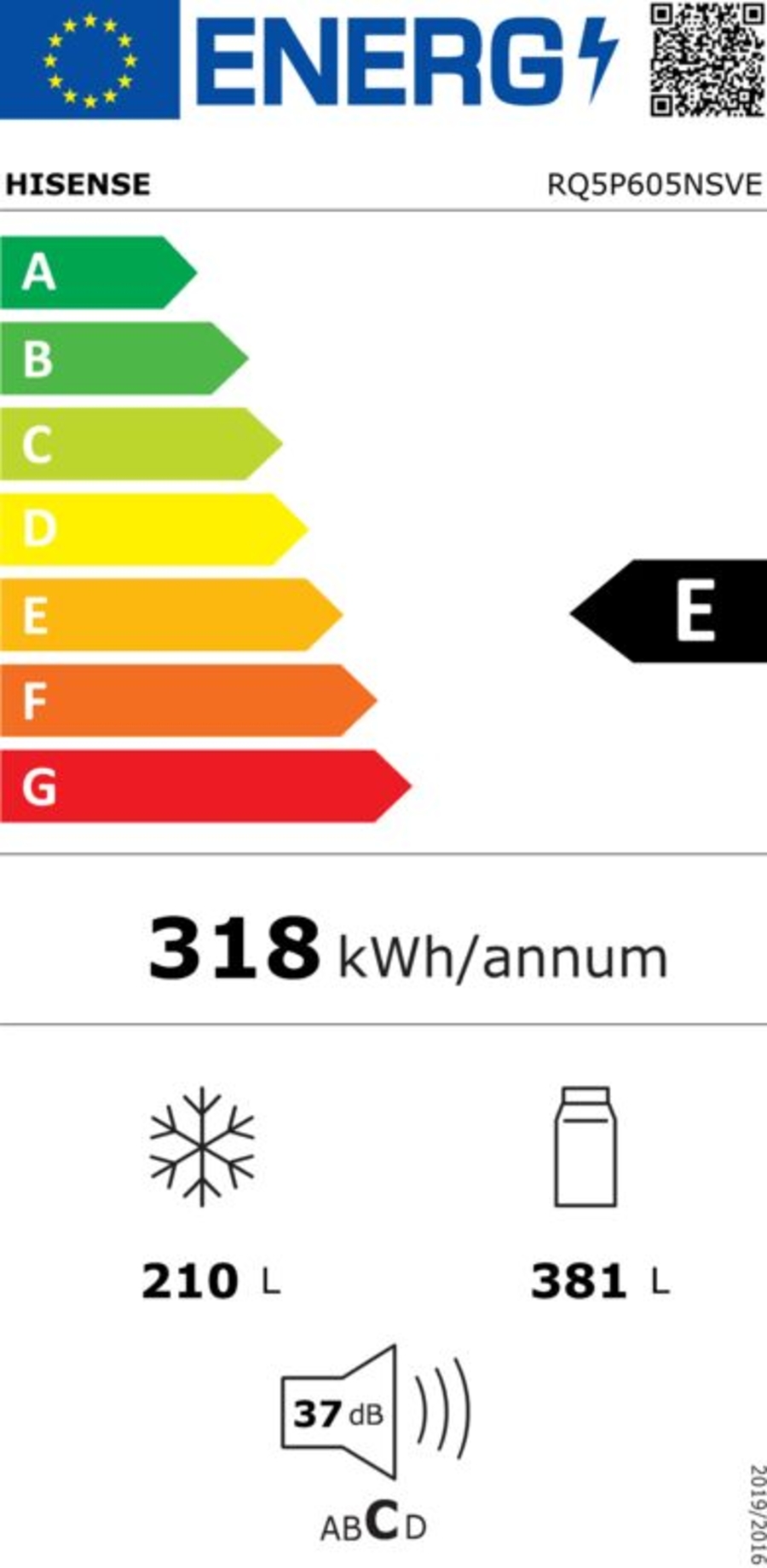 Hisense RQ5P605NSVE Multi Door Side-By-Side (4Tür) 591Liter Nofrost,20015197
