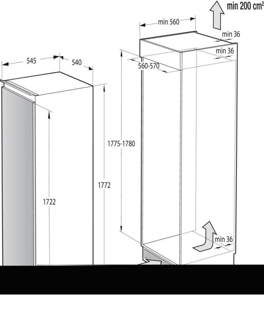 Gorenje RBI418EE0 Kühlschrank Einbau mit Gefrierfach  178cm Nische Schlepptür