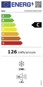 Beko CF200CWN Gefriertruhe 198 Liter Weiss H x B x T: 84,5 cm x 102,6 cm x 61,6 cm