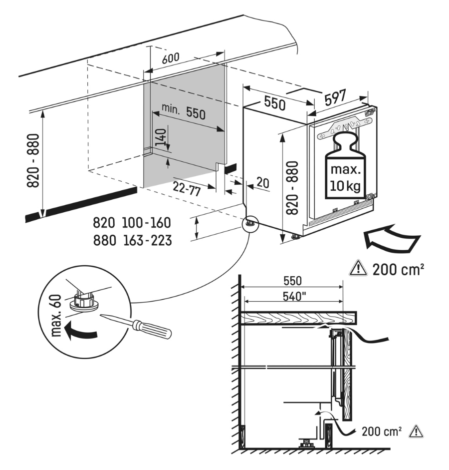 Liebherr UIK 1514-26 Kühlschrank Einbau Unterbau mit Gefrierfach Weiss