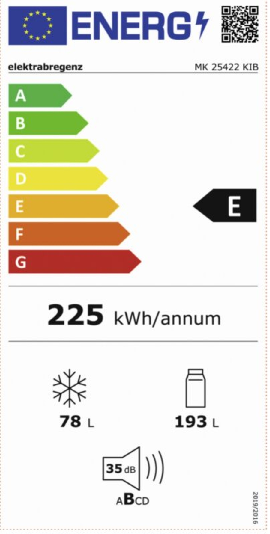 Elektrabregenz MK 25422 KIB Kühl Gefrierkombination Schlepptür 178cm Nische