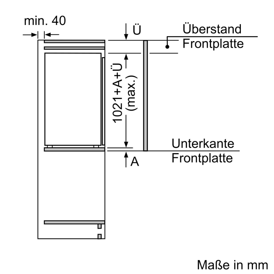 Siemens KI31R2FE0 Kühlschrank Einbau 102cm Weiss Festtür