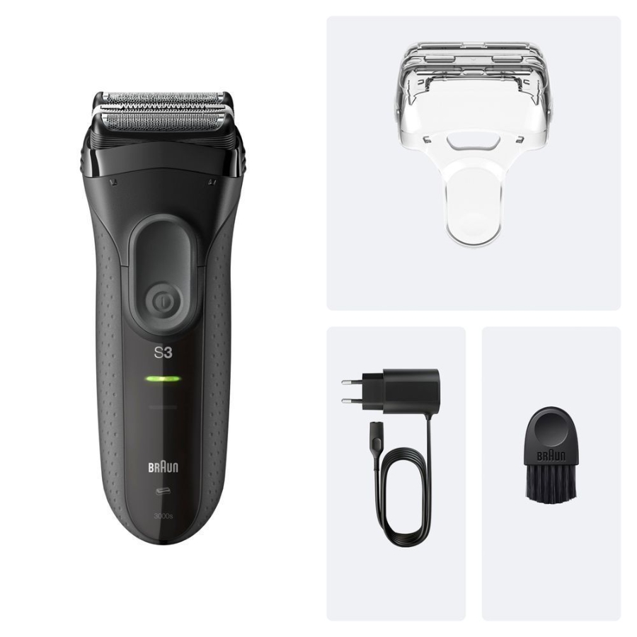 Braun Personal Care Series 3+ 3000 Elektrorasierer, Trockenrasierer Black/Grey 