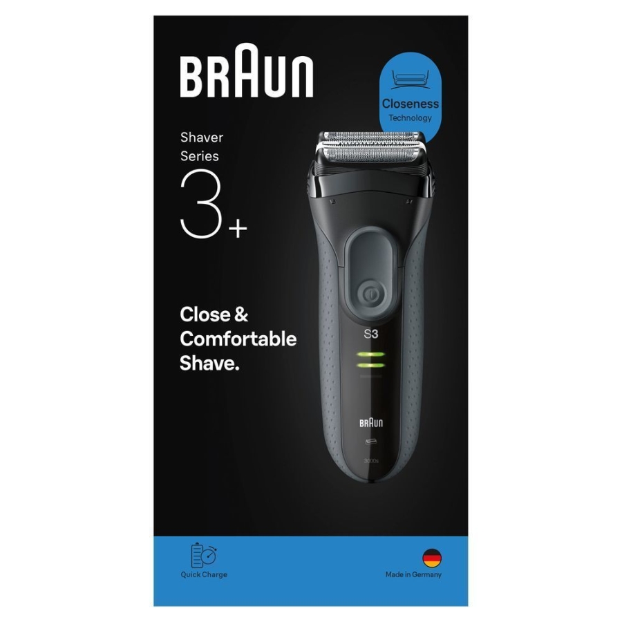 Braun Personal Care Series 3+ 3000 Elektrorasierer, Trockenrasierer Black/Grey 