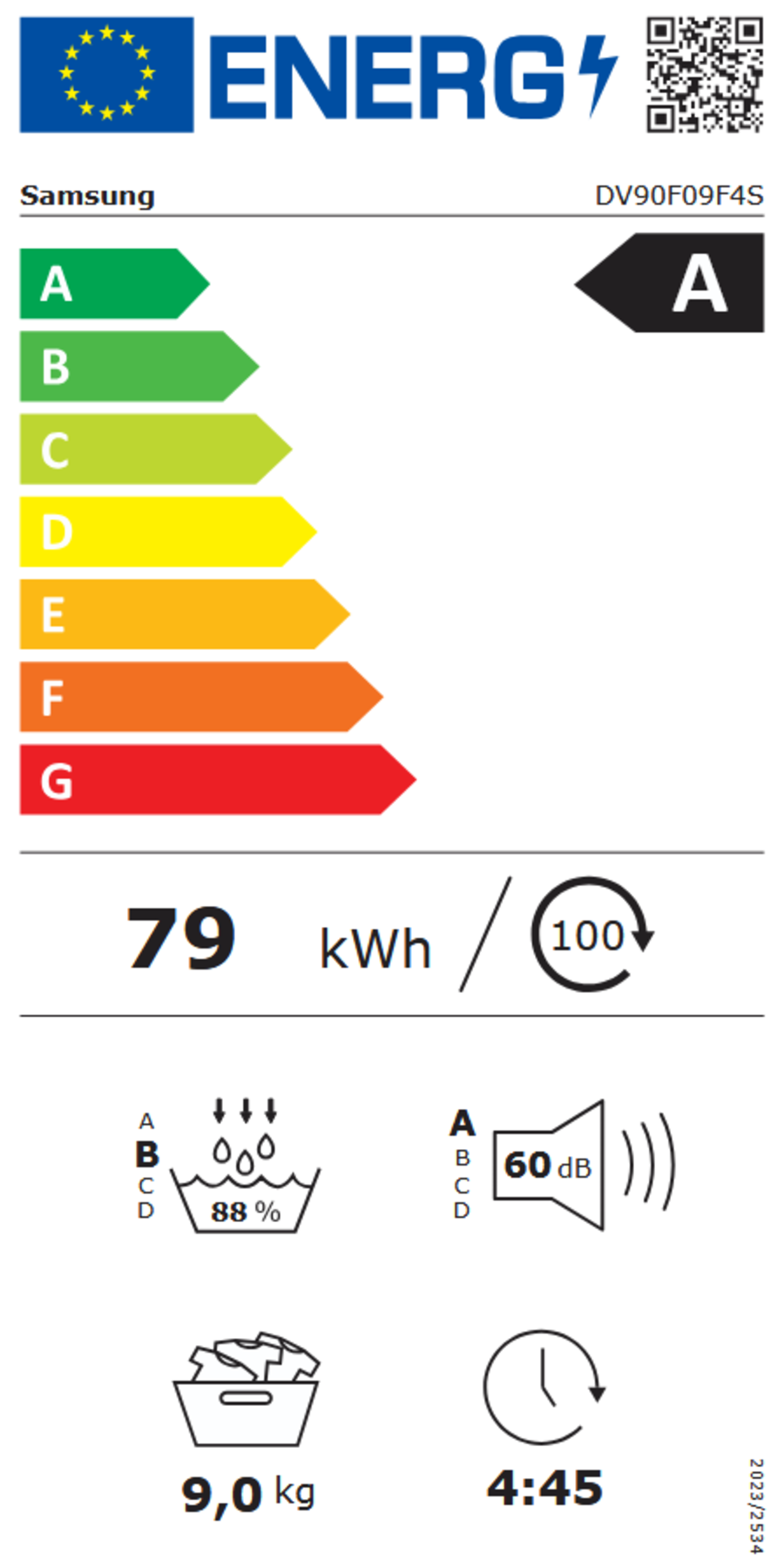 Samsung DV90F09F4SU3  AI Wärmepumpentrockner 9 kg  AI Dry+,App-Steuerung (Wi-Fi ),Touchscreen