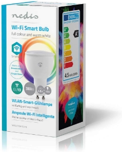 Nedis WIFILC10WTGU10 WLAN Smart LED-Lampe | Vollfarbig und warmweiß | GU10
