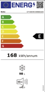 Beko CF100EWN Gefriertruhe 98 Liter, H:84,5cm, B:54,5cm, E 