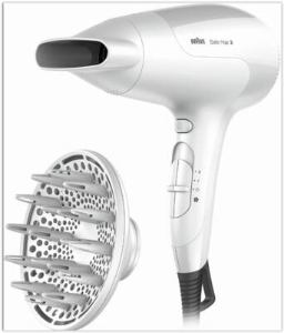 Braun Haircare BRHD385E Haartrockner 2000W, 3 heizstufen, Infrarot-Wärme, D Weiss