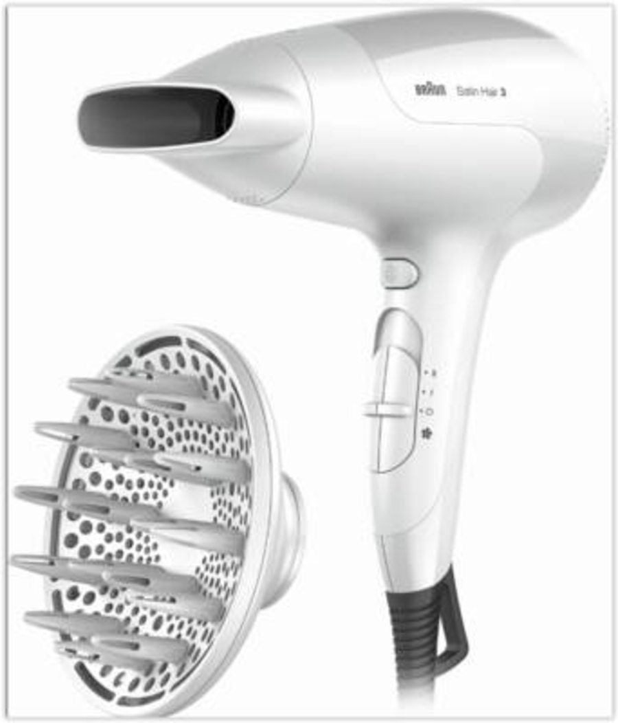 Braun Haircare BRHD385E Haartrockner 2000W, 3 heizstufen, Infrarot-Wärme, D Weiss