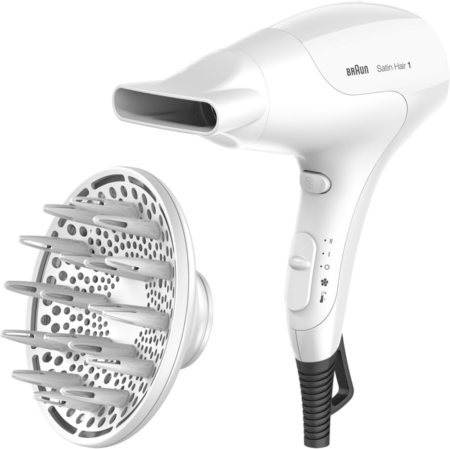 Braun Haircare BRHD385E Haartrockner 2000W, 3 heizstufen, Infrarot-Wärme, D Weiss