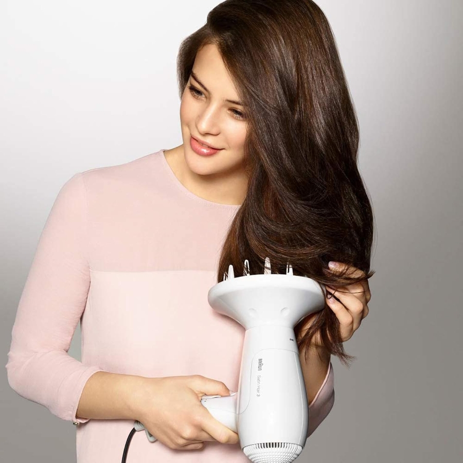 Braun Haircare BRHD385E Haartrockner 2000W, 3 heizstufen, Infrarot-Wärme, D Weiss