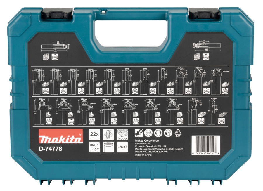 Makita D-74778  Fräser-Set 22-teilig 