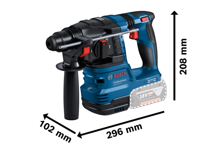 BOSCH Professional GBH 18V-22 Akku-Bohrhammer mit SDS plus 0611924004