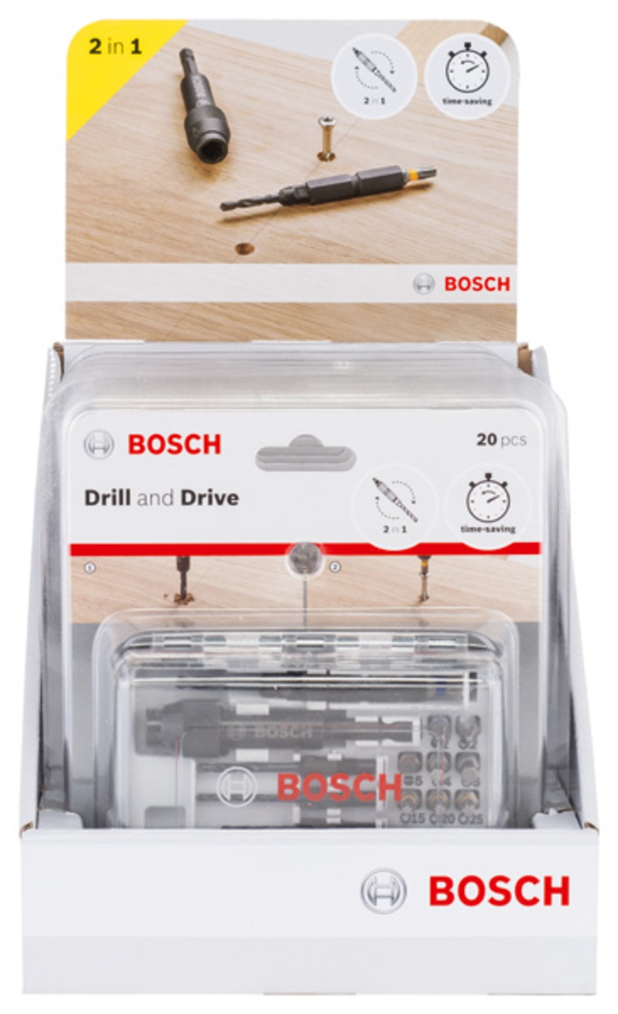 BOSCH Professional Extra Hard Set mit HSS-Spiralbohrern und  Schrauberbits, 20-teilig 2607002786 