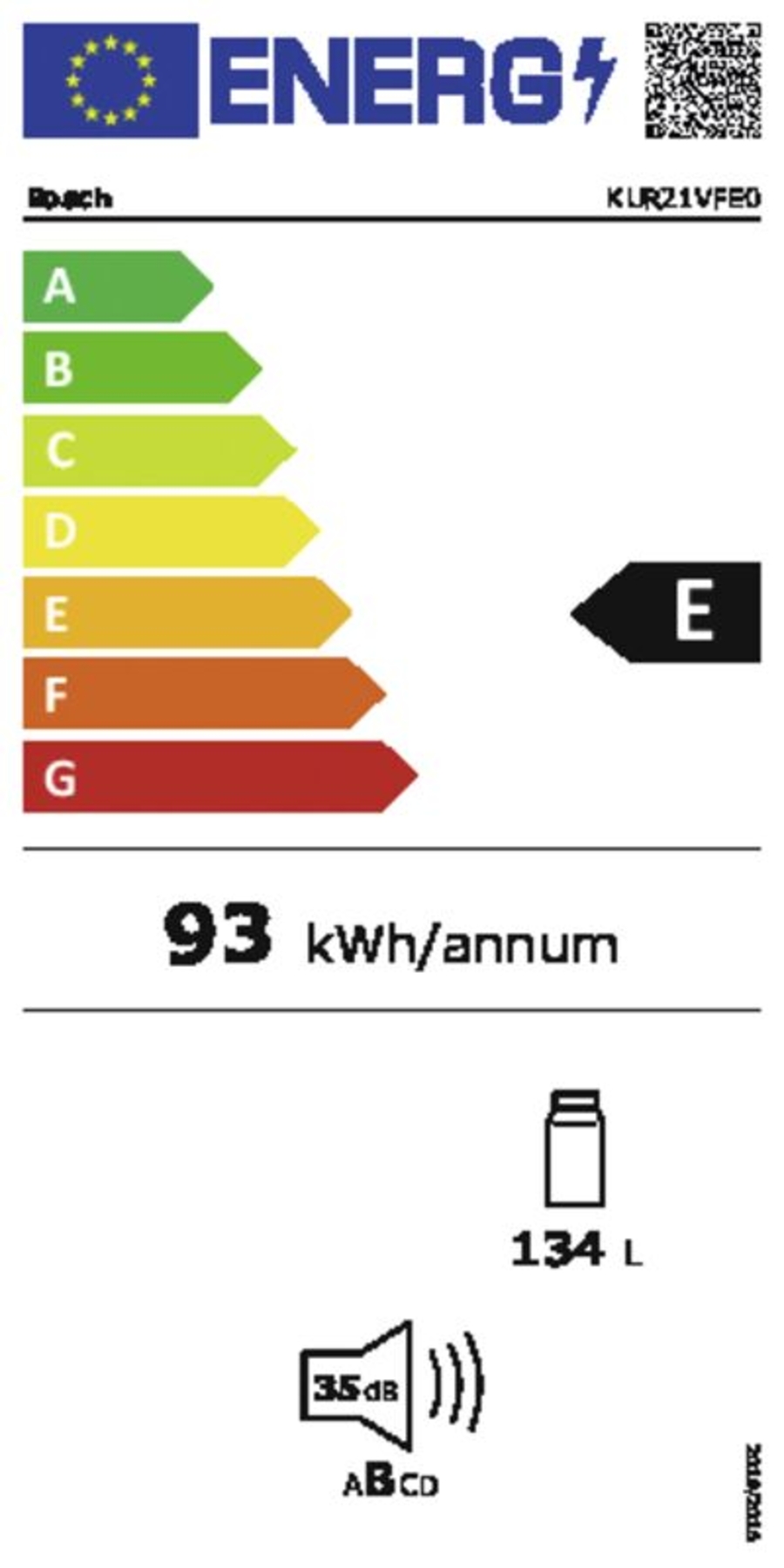Bosch KUR21VFE0 Unterbau-Einbau Kühlschrank 82 cm Nische Weiss