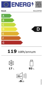 Bosch KUL22VFD0 Einbau-Unterbau Kühlschrank mit Gefrierfach 82 cm Nische Weiss