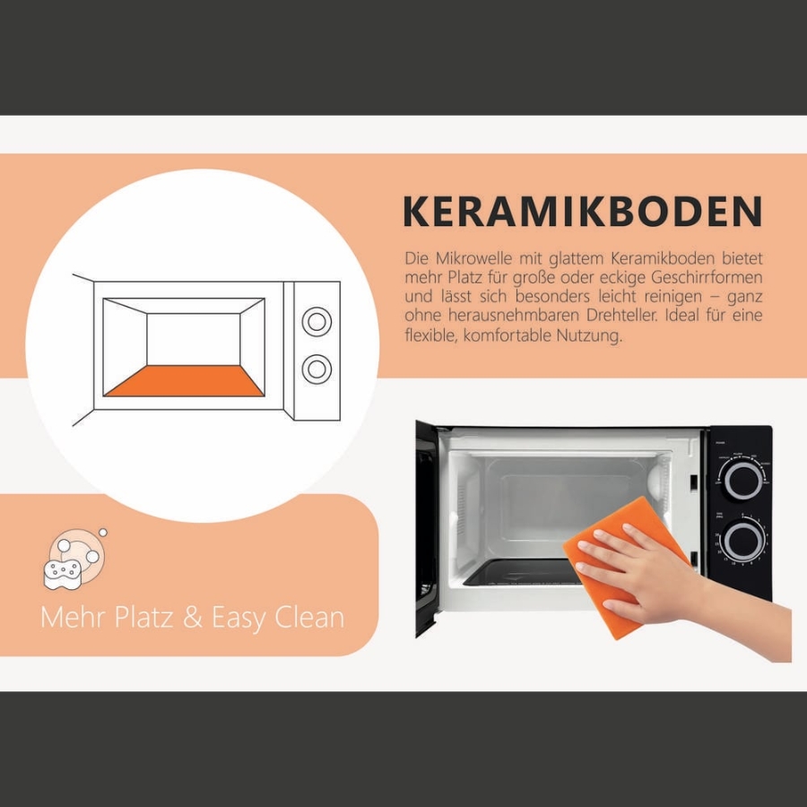 Silva MW-C 25.2 Mikrowelle, 700 W, 20 L, Keramikboden ohne Drehtel 430031