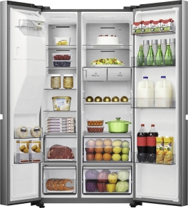 Hisense RS818N4TIC Side by Side Kühl-Gefrier-Kombination Edelstahl mit Wassertank,NoFrost