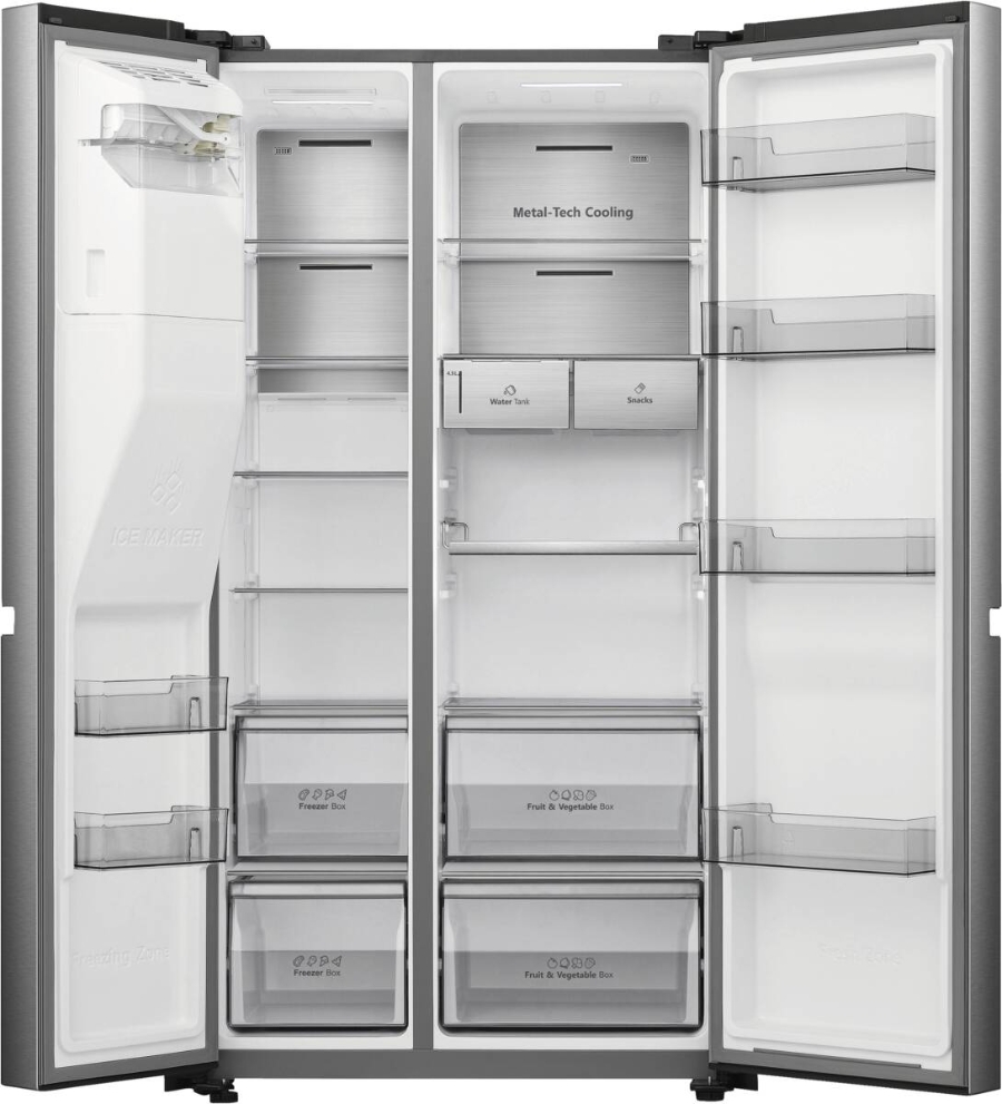 Hisense RS818N4TIC Side by Side Kühl-Gefrier-Kombination Edelstahl mit Wassertank,NoFrost