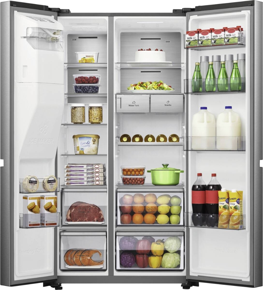 Hisense RS818N4TIC Side by Side Kühl-Gefrier-Kombination Edelstahl mit Wassertank,NoFrost