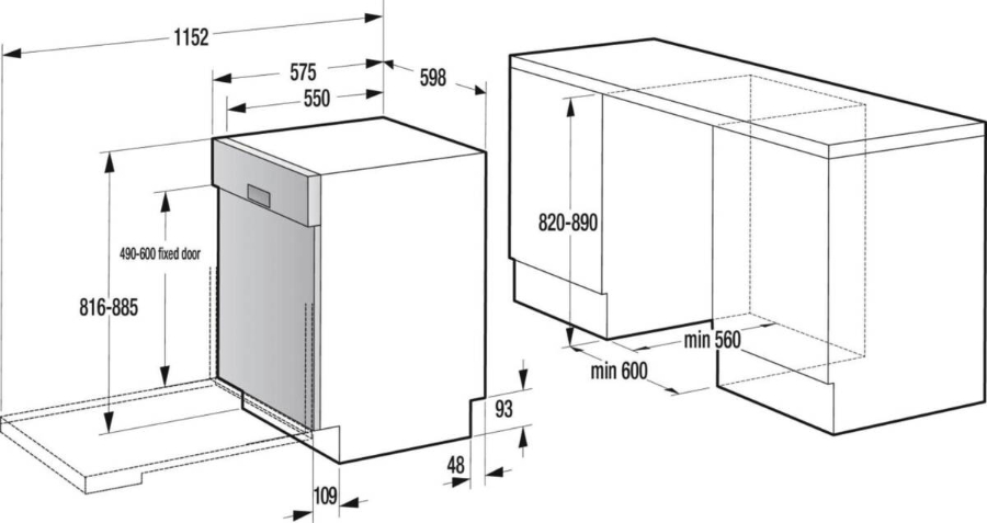 Gorenje GI673B90X Geschirrspüler Einbau 60cm teilintegriert mit Besteckschublade