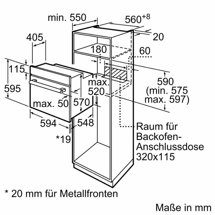Siemens HE013FBB1 Einbau-Herd, 60 x 60 cm, Schwarz, Edelstahl 