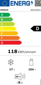 Gorenje RBIU609DA1 Unterbau-Einbau Kühlschrank mit Gefrierfach unterbaufähig, integrierbar (Flachscharnier) 