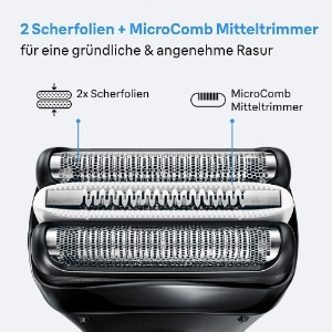 Braun Personal Care 3010BT Series 3+ Elektrorasierer, Barttrimmer Aufsatz, Nass & Trockenrasierer