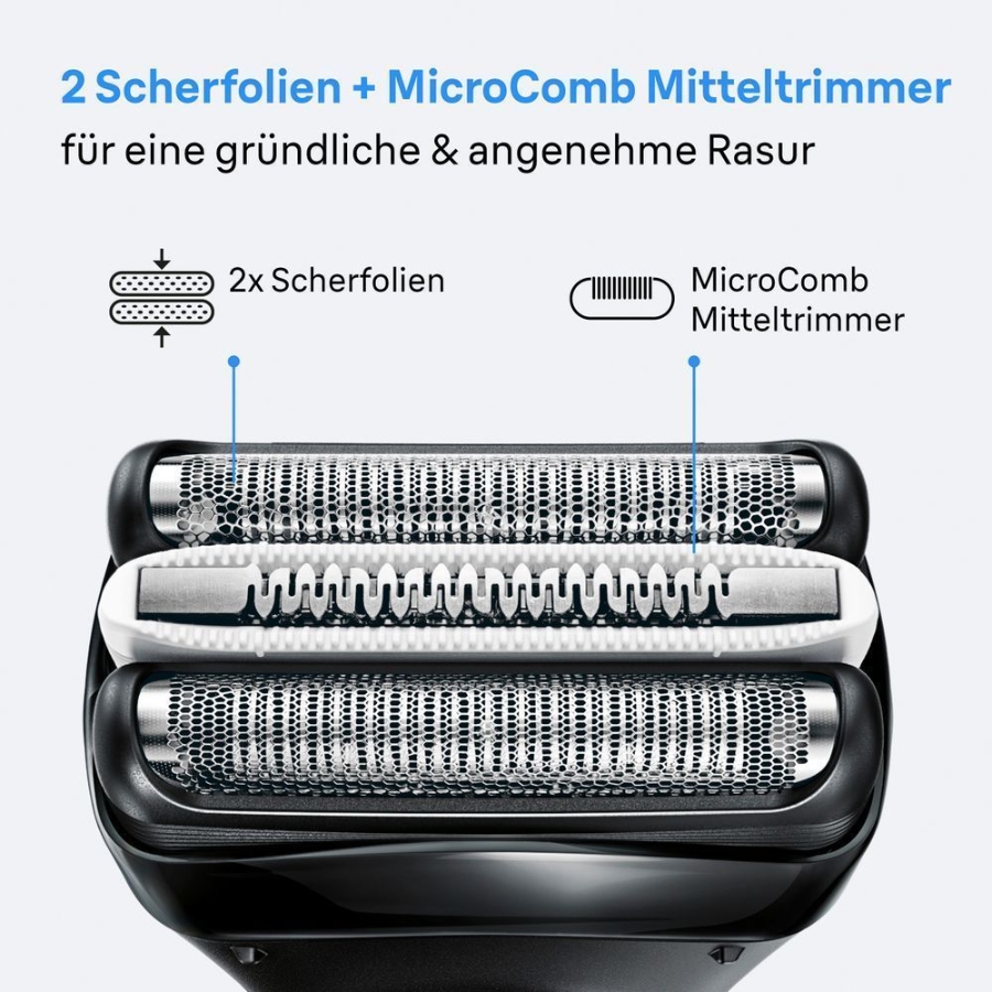 Braun Personal Care 3010BT Series 3+ Elektrorasierer, Barttrimmer Aufsatz, Nass & Trockenrasierer