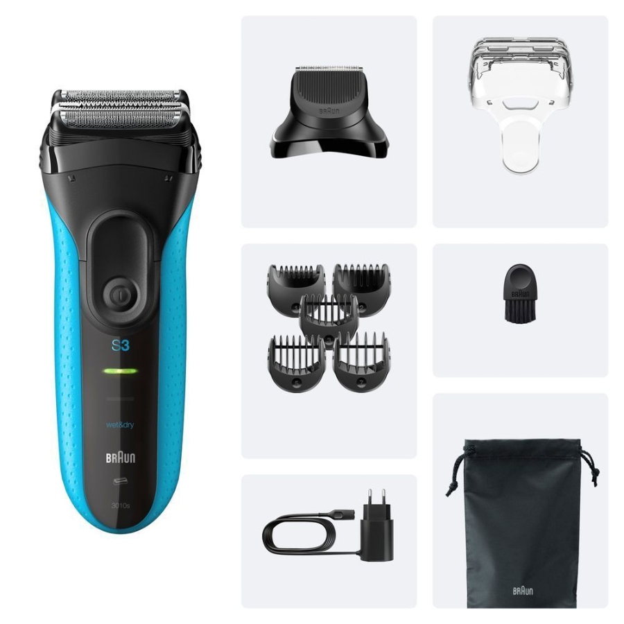Braun Personal Care 3010BT Series 3+ Elektrorasierer, Barttrimmer Aufsatz, Nass & Trockenrasierer