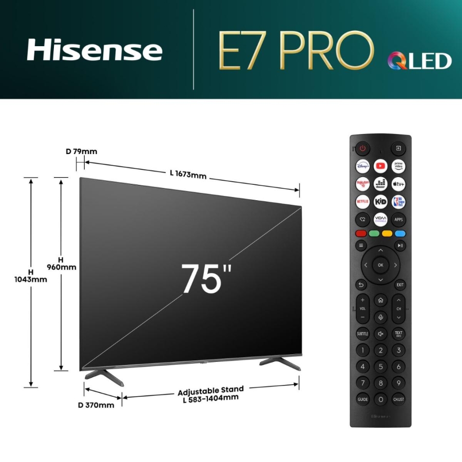 Hisense 75E7NQ PRO  75 '' E7N PRO | QLED Smart TV 4K 144 Hz  Fernseher